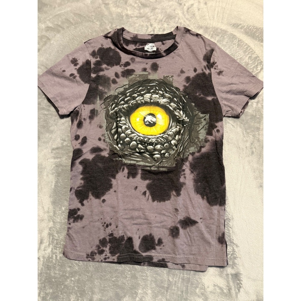 Jurassic World T-Shirt Mens M Purple Tie Dye Dinosaur Eye Graphic Tee